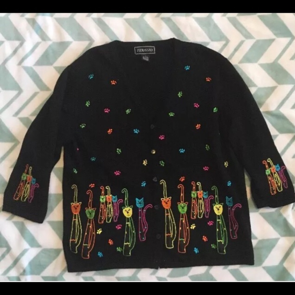 Terazzo Cat Cardigan Sweater